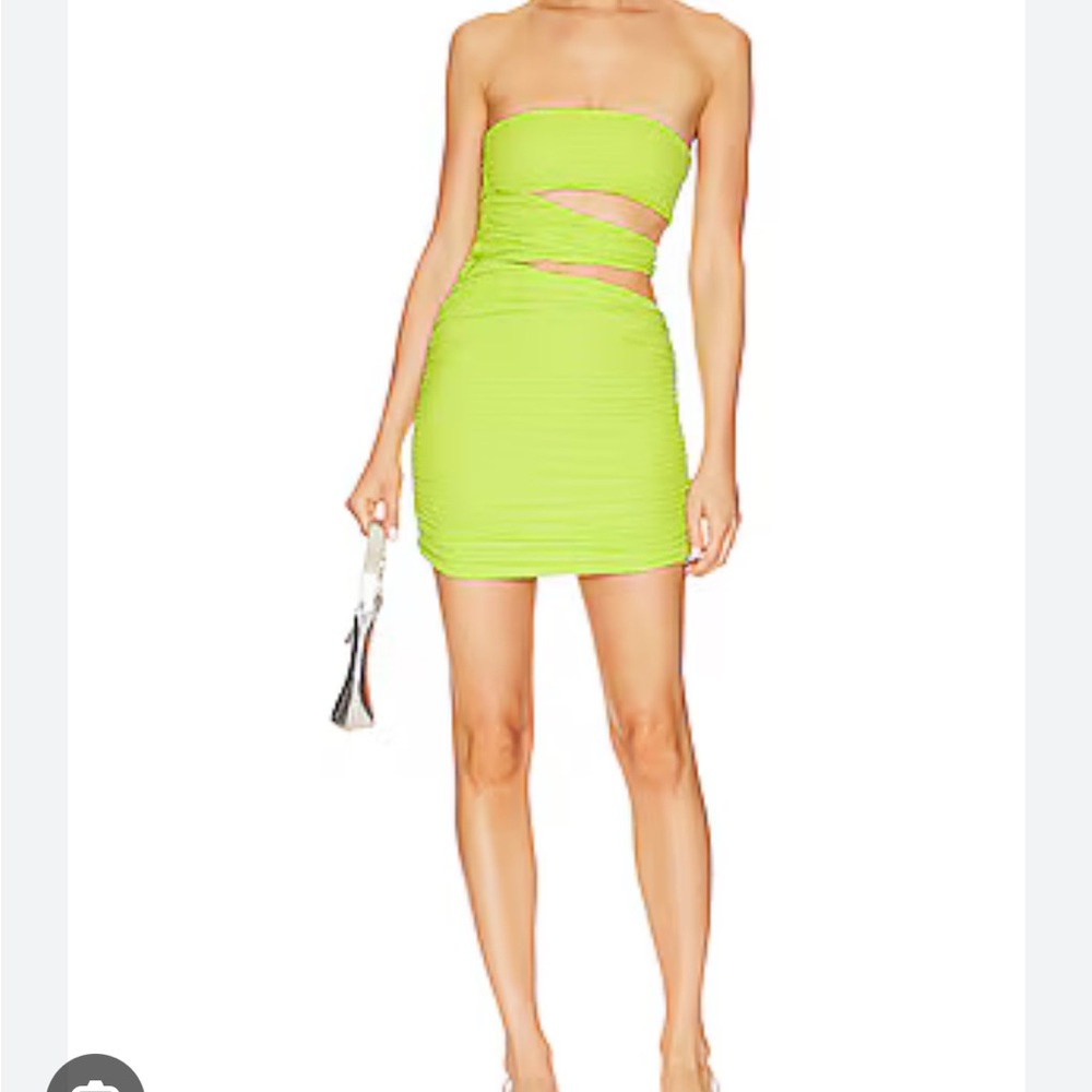 Alaric Mini Dress in Lime Green XS